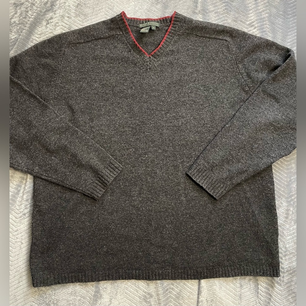 Vtg Mens Royal Robbins 100% Lambswool Sweater Gray XL‎